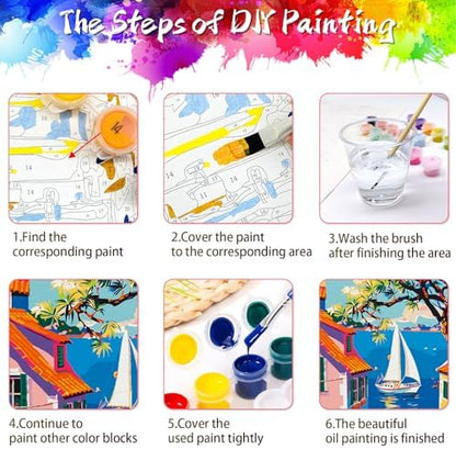 ZTOTZ Paint by Number for Adults Landscape, Village Scenery Adult Paint by Number Kits on Canvas, DIY Landscape Digital Oil Number Painting for Festival Gift Decor (16x20 Inch) - Image 6