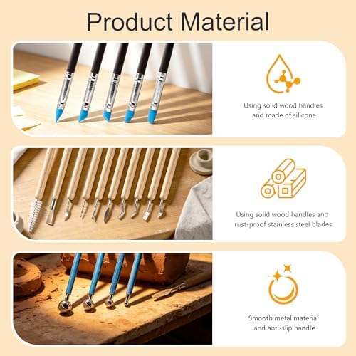 SHRJ 36Pcs Clay Tools Kit for Pottery Sculpting Carving Modeling - Image 5