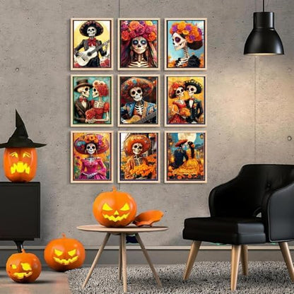 9 Piece Halloween Paint by Numbers Kit for Adults Canvas, Frameworkless - Image 6