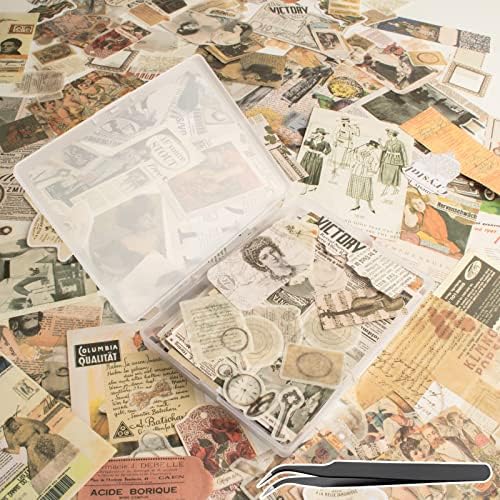 200Pcs Vintage Scrapbook Stickers, Aesthetic Junk Journal Stamping Supplies Kit, Scrapbooking Ephemera Washi Paper for Bullet Journaling Planners Diary Collage by Vecbain