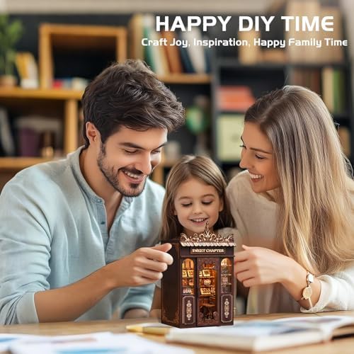 DIY Miniature House Kit, Mini House Building Kit, DIY Book Nook Kit, Tiny Model House for Adults to Build, Beginner 3D Wooden Book Nook, for Family Friends (Sweet Chapter) - Image 5