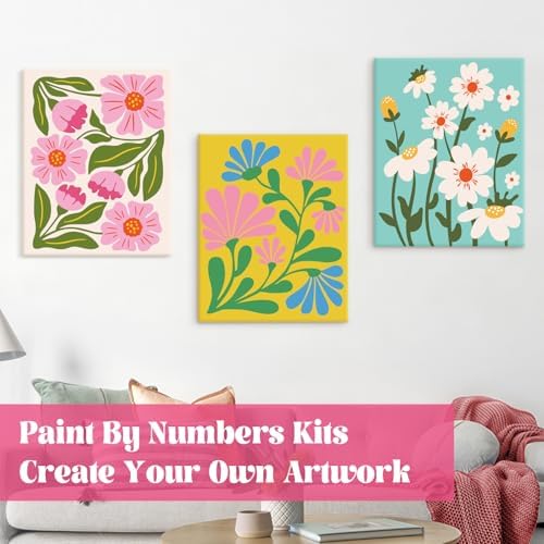 goldentime Easy Paint by Numbers Kit for Kids & Adults Beginner | Easy DIY Flowers Acrylic Oil Painting on Canvas with Frame | 4 Pack 8x10 Inch Framed Paint by Number Canvas Kits for Home Wall Décor - Image 6
