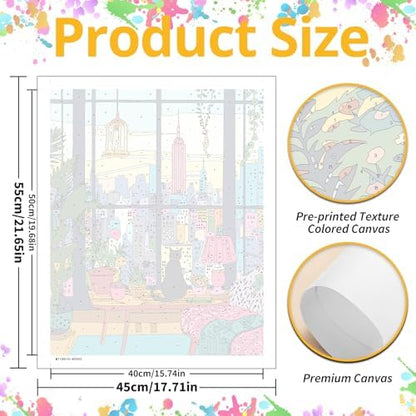 Mandun Cat Paint by Numbers Kit for Adults, 16x20 inch - Image 2