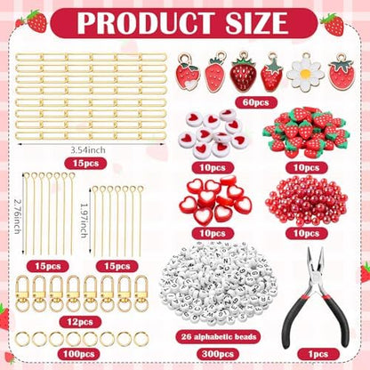 CraftyDream 558 Pcs Strawberry Charm Keychain Making Kit Christmas DIY Gift - Image 2