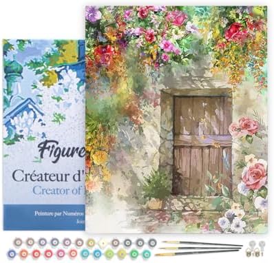 Figured'Art Paint by Numbers for Adults with Frame Cave Entrance 16"x20" - Craft Art Painting DIY Kit Canvas Already Stretched on a Wooden Frame by FiguredArt