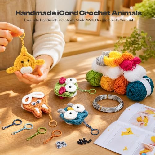 4 Pcs iCord Animals Knitting Kit, Complete Yarn & Aluminum Craft Wire Set - Image 2