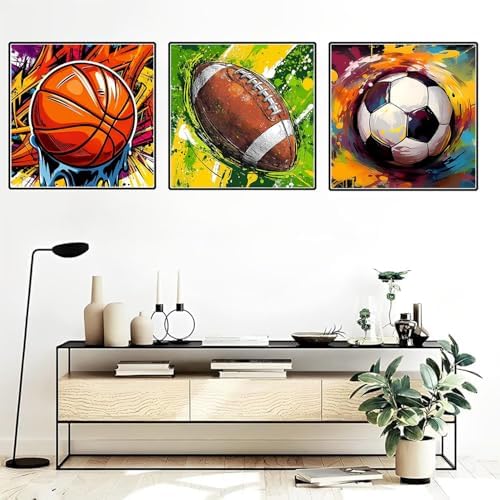 YOLENIX Paint by Numbers for Adults and Kids, 3pack Ball Games Painting by Number Kits On Canvas, Number Artist Paint by Number Kit Funny DIY, Home Wall Decor, Gifts 14X14inch - Image 2