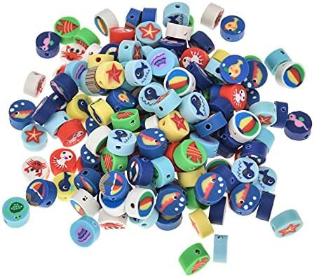 100pcs Ocean Polymer Clay 10mm Spacer Beads for Women Jewelry Making DIY Bracelet Necklace Ring(Ocean) by LUBINGSHINE