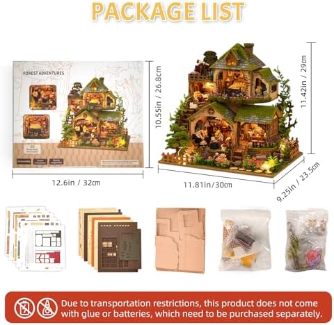 DIY Miniature House Kit with LED Lights, Forest Adventure Wooden Mini House Building Kit for Adults & Teens, Creative Crafts for Women, Friends & Hobbyists - Image 6