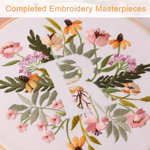 Harimau Letter R Pattern Embroidery Kit for Adult Beginners, Complete Starter Pack with 1 Hoop, Needles, Instruction Guide & Embroidery Stitch Video Tutorials - Image 6