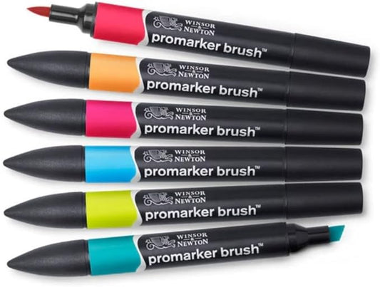 Winsor & Newton ProMarker Brush Set, 6 Count, Mid Tones