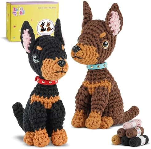 Crochet Kit for Beginners, Doberman Animal Kits for Adults, Amigurumi Set by Unknown