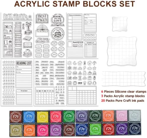 6Pcs Diary Journal Clear Stamps for Card Making, Star Rating Silicone Stamps for Crafting&DIY Scrapbooking, Weather & Reading Icons Journaling Decor - Image 2