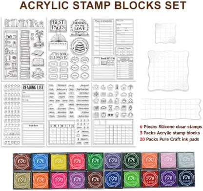 6Pcs Diary Journal Clear Stamps for Card Making, Star Rating Silicone Stamps for Crafting&DIY Scrapbooking, Weather & Reading Icons Journaling Decor - Image 2
