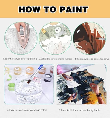 Meothan Paint by Numbers Kit for Adults Beginner 16x16 inch (Without Frame) - Image 6