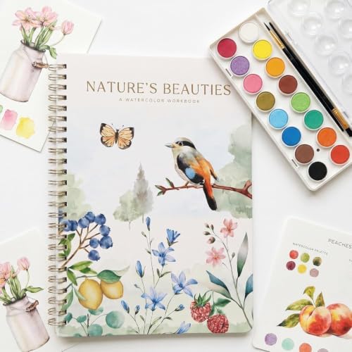 Beautiful Watercolor Paper Workbook Set for Beginners with Paint Included by ZICOTO