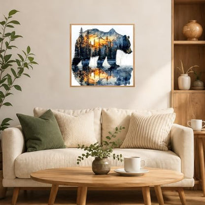 AUKELHJ Framed Paint by Numbers Kit for Adults, Bear, 10x10 inch - Image 3