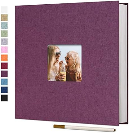 Vienrose Large Photo Album Self Adhesive for 4x6 8x10 10x12 Pictures Linen Scrapbook Album DIY 40 Blank Pages with A Metallic Pen by Vienrose