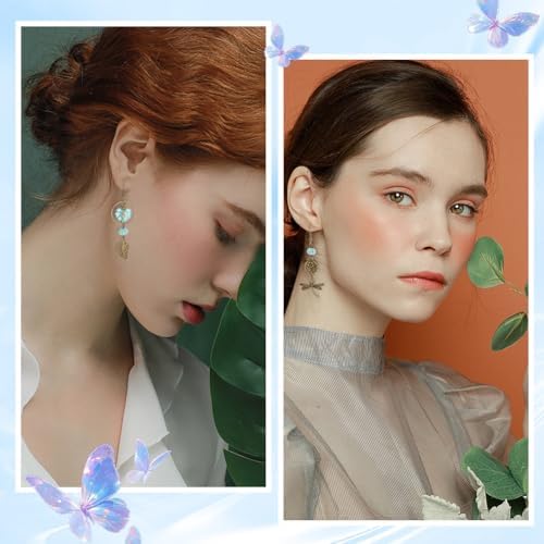SUNNYCLUE 1 Box DIY 10 Pairs DIY Boho Earring Kit Bohemian Findings Charms Acrylic Alloy Golden Metal Enlaced Vintage Turquoise Antique Tibetan Flowers Link Charms for Jewelry Making Kits Starters - Image 5
