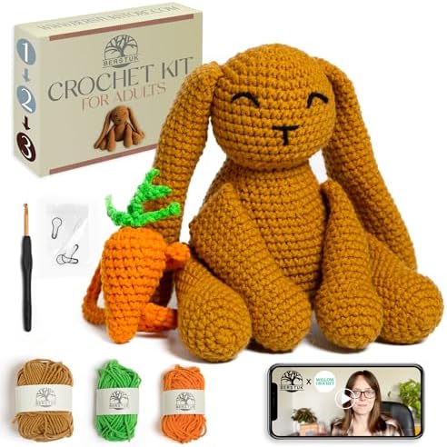 Amigurumi Bunny Crochet Kit for Improvers & Advanced, Crochet Animal Kit by Berstuk-CreateArtEverybodyLoves