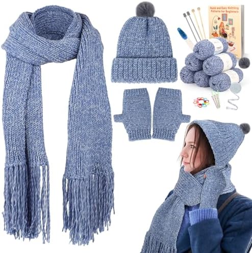 Coopay Knitting Kit for Beginners, Hat Scarf Glove Knitting Kit w/Guide by Coopay