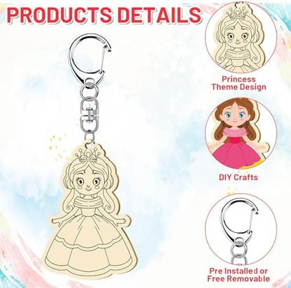 RattanView 24 Pcs Princess Craft Keychains DIY Keychain, 12 Styles - Image 3