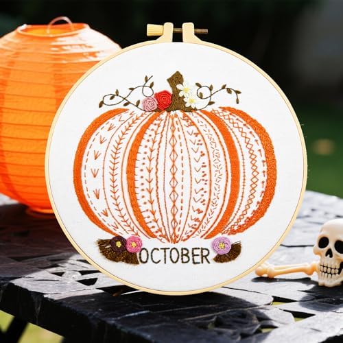 Easy Beginners Embroidery Stitches Practice Kits for Adults, Fall Pumpkin Embroidery Starters Kits for Beginners to Learn 26 Stitches, Autumn Hand Embroidery Set Craft for Women & Video Tutorial - Image 5