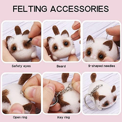 QMNNMA Needle Felting Kit for Beginners, Ragdoll Cat Wool Felting Kit - Image 5