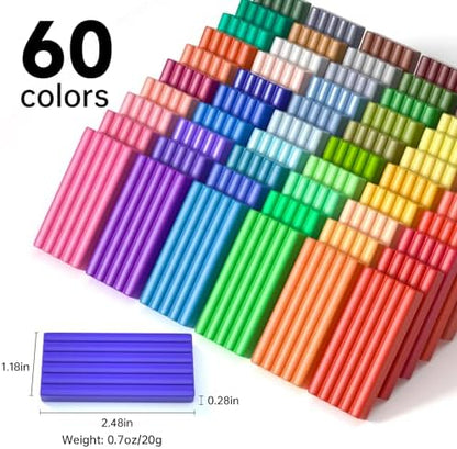 Shuttle Art Polymer Clay Kit, 60 Colors Oven Bake Clay for Kids, 19 Sculpting Tools, 16 Accessories, Non-Sticky, Non-Toxic DIY Crafts for Kids Adults - Image 2