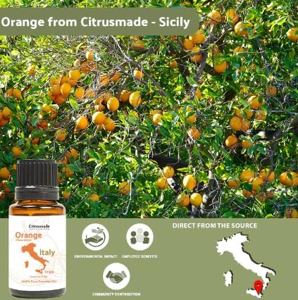 Nature Packaged Orange Essential Oil - Direct from Citrusmade in Sicily- Aceite de Naranja Dulce for Home Care, Skincare $ Aromatherapy - Premium Therapeutic Grade (15ml)