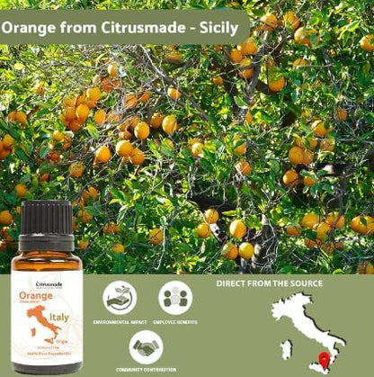 Nature Packaged Orange Essential Oil - Direct from Citrusmade in Sicily- Aceite de Naranja Dulce for Home Care, Skincare $ Aromatherapy - Premium Therapeutic Grade (15ml)