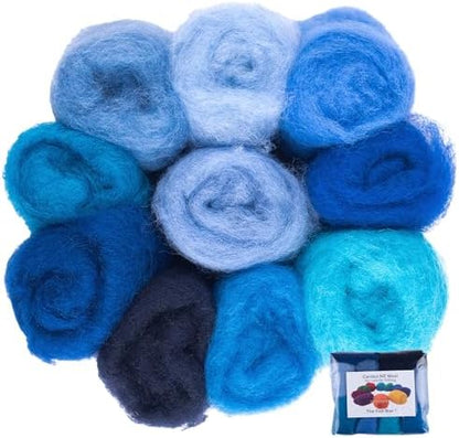 The Felt Box Needle Felting Wool Carded Batts Shade Pack 100 Grams 3.5 Oz- Blue by TheFeltBoxNeedleFelting
