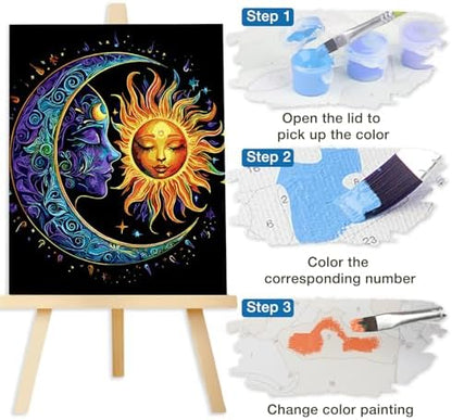 Lxmsja Moon Paint by Numbers Kit for Adults, Sun Acrylic Paint by Numbers for Adults Beginner, DIY Craft Supplies Oil Painting Kits for Home Wall Decor 16x20 inch (No Frame) - Image 7