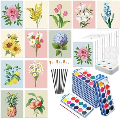 Ctosree 12 Sets Pre Drawn Canvas Kit for Painting,Simple Flower,8 x 10 in by Ctosree