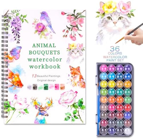 Watercolor Workbook Set with 36-Color Palette & Brushes by Unknown