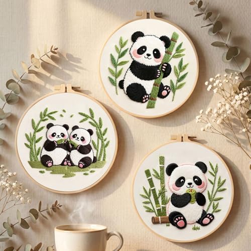 Santune Beginners Embroidery Kit for Adult Needlepoint Cross Stitch Kits Needle Point Sets with Panda Embroidery Patterns, Includes Step-By-Step Instructions and Accessories - Image 7