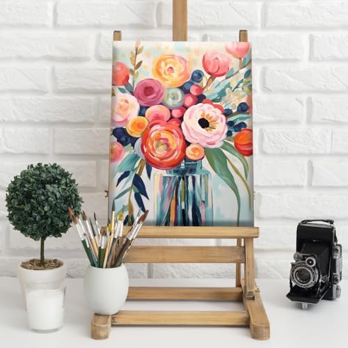 Natuyalo Framed Paint by Numbers for Adults Beginner, Colorful Flowers Acrylic Easy Paint by Numbers Kits with Frame Vase Art Craft Kits for Adults Suitable for Wall Decoration 12x16 Inch - Image 2