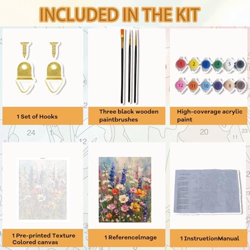Pxzcrypha Wild Flowers Paint by Numbers Kit for Adults 16X20inch - Image 3