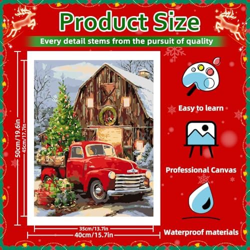 Reivworl Christmas Paint by Numbers Kit for Adults Beginner 16×20 inch - Image 4