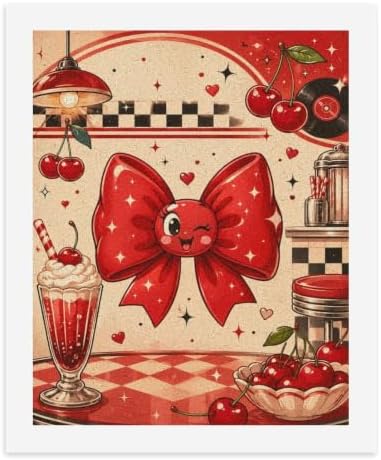 Bozfoxa Paint by Numbers Kit for Adults Beginner Red Cherry Bow - Image 2