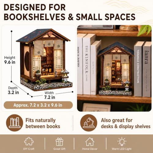 Japanese Machiya Book Nook Kit for Adults with LED Light & Sliding Door - Image 2