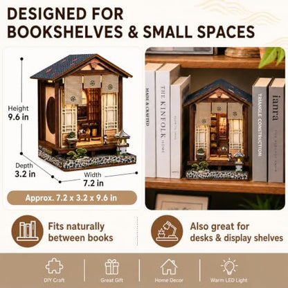 Japanese Machiya Book Nook Kit for Adults with LED Light & Sliding Door - Image 2