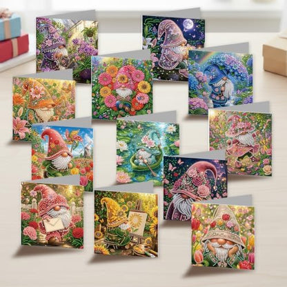 LAKEQUILL DIY Diamond Art Painting Greeting Kit, 12 Pieces, Creative Craft Set，Garden Goblin - Image 2