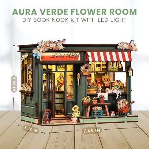 DIY Book Nook Kit LED 3D Puzzle (Aura Verde Flower Room) - Image 5