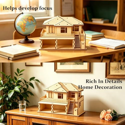3D Wooden Puzzle for Adults, DIY Miniature Garden Villa Building Two Layer - Image 6