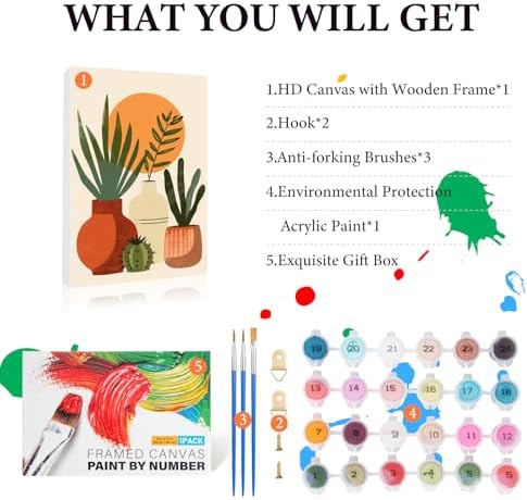 Easy Plant Framed Paint by Numbers Kit for Adults Beginner 8x12 Inch - Image 4