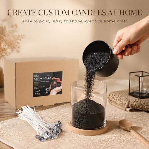Black Sand Candle Wax Kit - 5LB Pearled Candle Sand with 50 Candle Wicks - Image 4