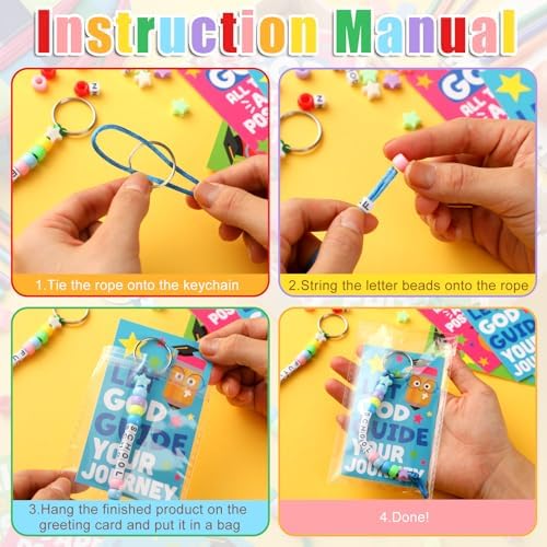 Suncalla 984 Pcs 24 Set Religious Keychain Making Kit Christian Bead Craft - Image 2