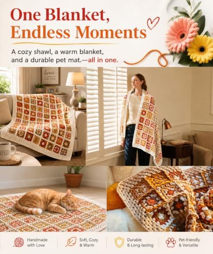 Kitcroet Crochet Kit for Beginners, Granny Square Blanket Easy Crochet Kit - Image 4