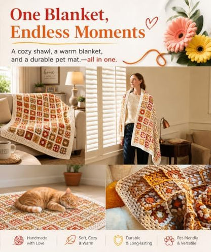 Kitcroet Crochet Kit for Beginners, Granny Square Blanket Easy Crochet Kit - Image 4
